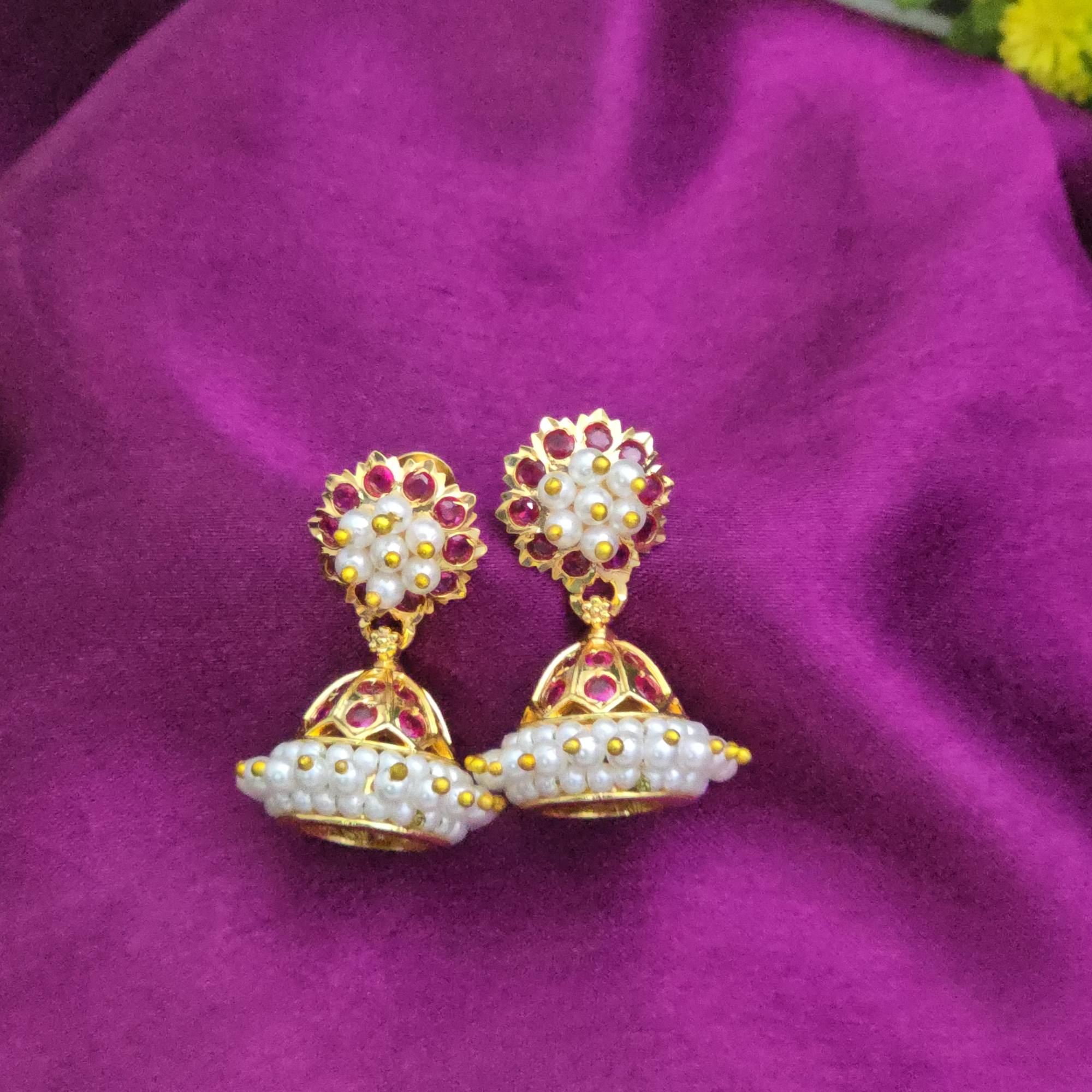 Ruby Pearl Earring Jhumka 