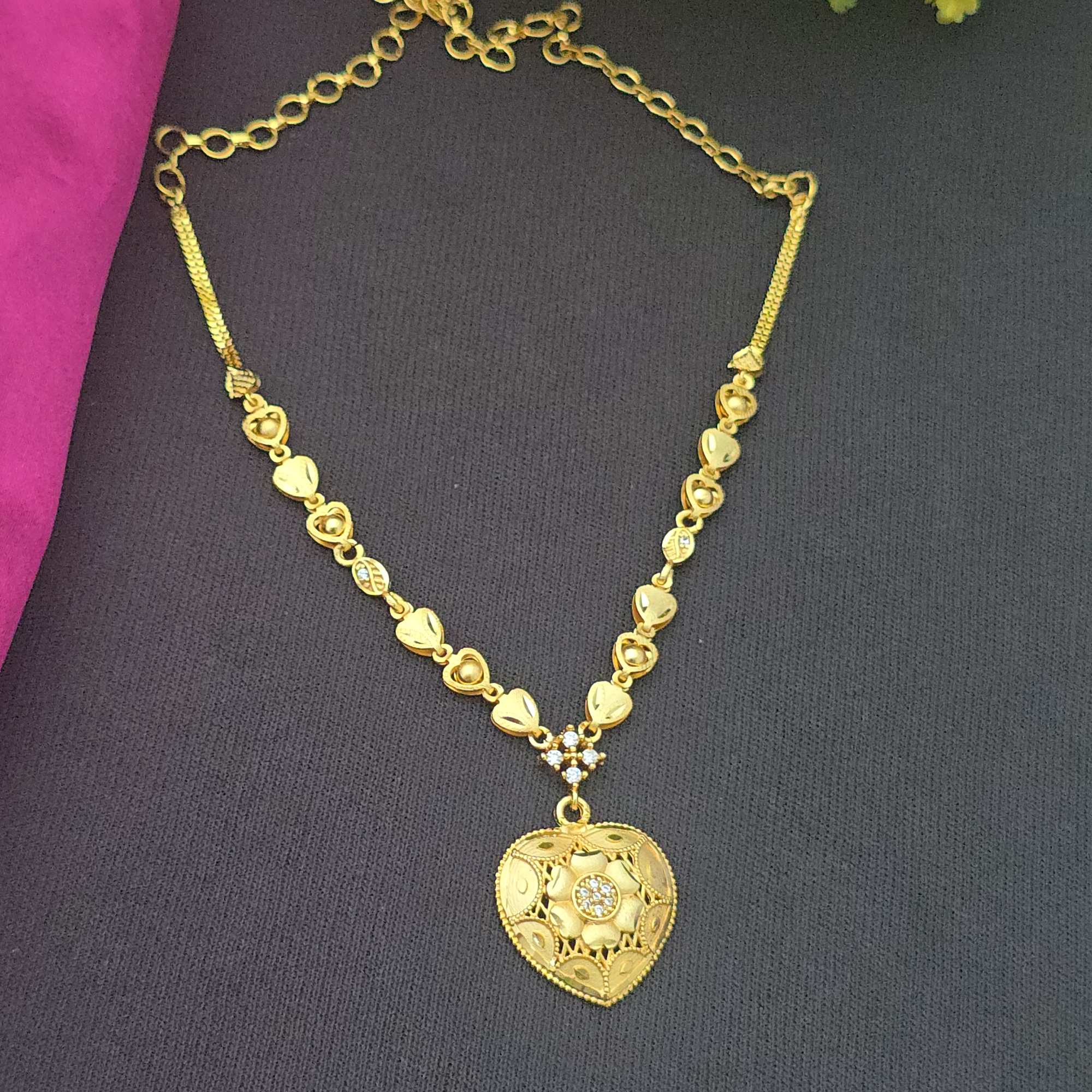 Heart Pendant One Gram Gold Forming Necklace 