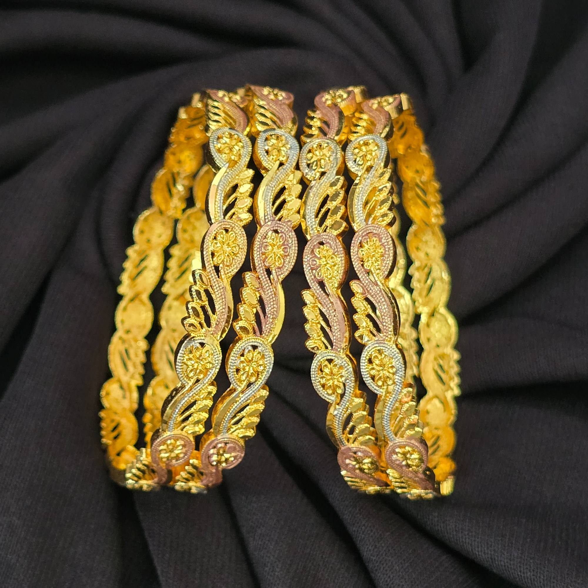 White Gold Tone Bangles 